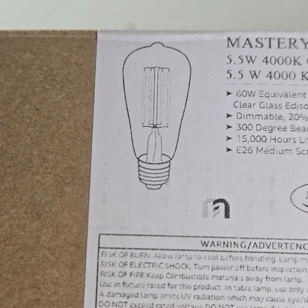 MASTERY MART LED 5.5W 4000K Cool White ST1921 Edison Bulb 10 Pack